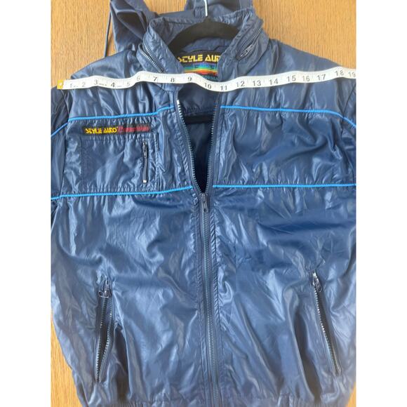 Vintage Style Auto California Windbreaker Jacket Hood Pockets Racing Size M - Picture 6 of 13